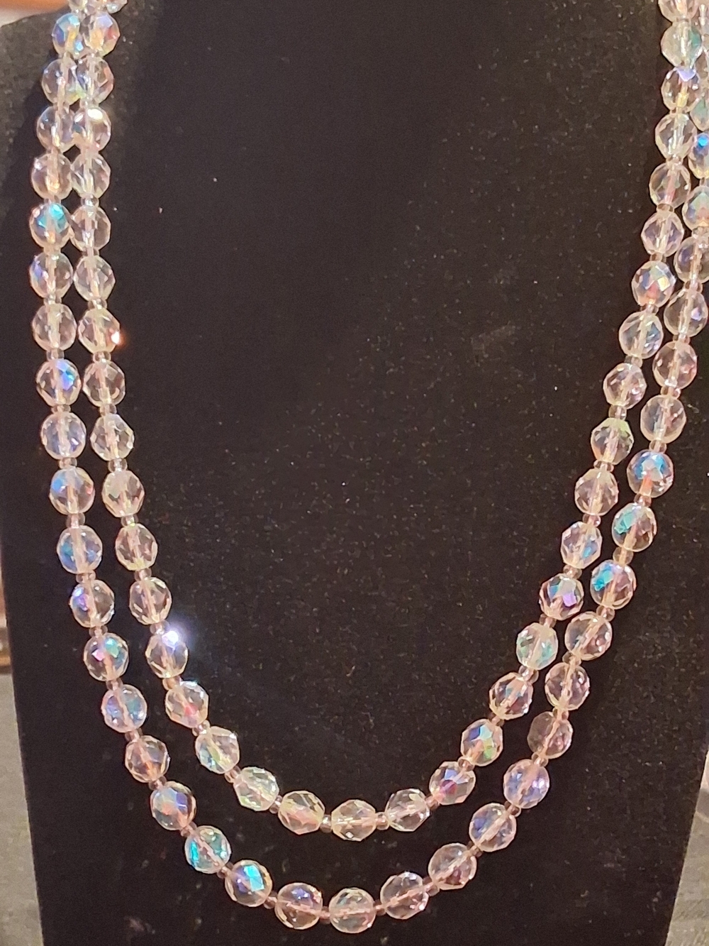 Double-Strand Aurora Crystal Bead Necklace - Clear - Picture 5 of 5